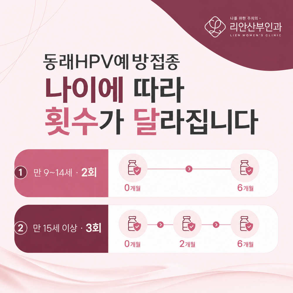 동래가다실9 2회 3회 접종 일정 비교 이미지
